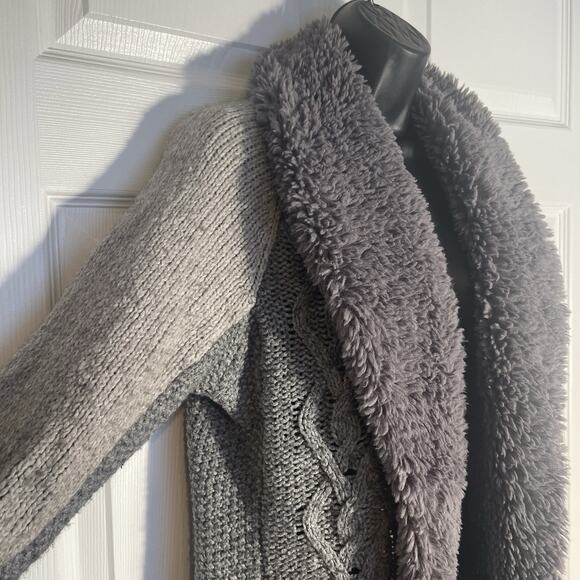 Sleeping On Snow Cardigan Women Large Gray Penny Lane Wool Yak Blend Cable Knit - Picture 3 of 11